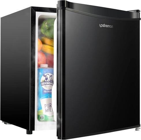 Upstreman 1.7 Cu.ft Mini Fridge with Freezer, Adjustable Thermostat, Energy Saving, Low Noise, Single Door Compact Refrigerator for Dorm, Office, Bedroom, Black-FR17 in Saudi Arabia