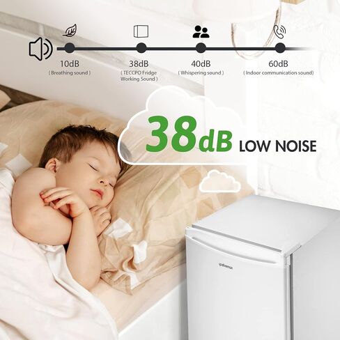 Upstreman 1.7 Cu.ft Mini Fridge with Freezer, Adjustable Thermostat, Energy Saving, Low Noise, Single Door Compact Refrigerator for Dorm, Office, Bedroom, Black-FR17 in Kuwait