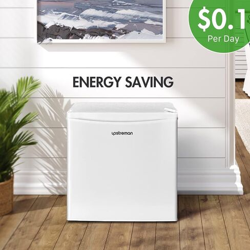 Upstreman 1.7 Cu.ft Mini Fridge with Freezer, Adjustable Thermostat, Energy Saving, Low Noise, Single Door Compact Refrigerator for Dorm, Office, Bedroom, Black-FR17 in Kuwait