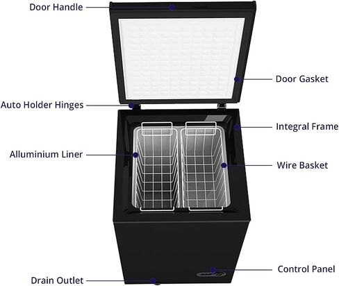 Northair 3.5 Cu Ft Chest Freezer - 2 Removable Baskets - Quiet Compact Freezer - 7 Temperature Settings - Black in Saudi Arabia