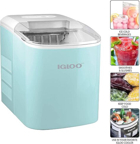 Igloo Electric Countertop Ice Maker Machine - Automatic and Portable - 26 Pounds in 24 Hours - Ice Cube Maker - Ice Scoop and Basket - Ideal for Iced Coffee and Cocktails - Stainless Steel in Saudi Arabia