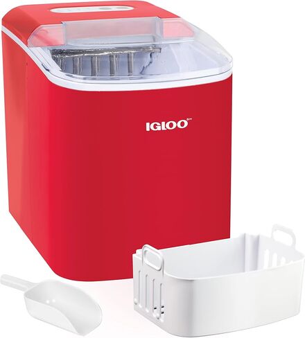 Igloo Electric Countertop Ice Maker Machine - Automatic and Portable - 26 Pounds in 24 Hours - Ice Cube Maker - Ice Scoop and Basket - Ideal for Iced Coffee and Cocktails - Stainless Steel in Saudi Arabia