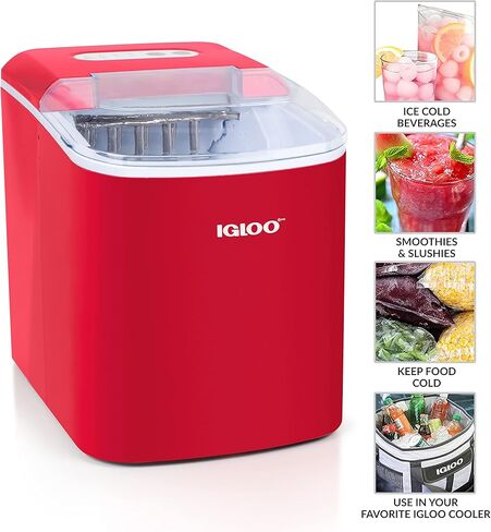 Igloo Electric Countertop Ice Maker Machine - Automatic and Portable - 26 Pounds in 24 Hours - Ice Cube Maker - Ice Scoop and Basket - Ideal for Iced Coffee and Cocktails - Stainless Steel in Saudi Arabia