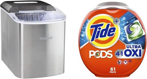 Igloo Electric Countertop Ice Maker Machine - Automatic and Portable - 26 Pounds in 24 Hours - Ice Cube Maker - Ice Scoop and Basket - Ideal for Iced Coffee and Cocktails - Stainless Steel in Saudi Arabia