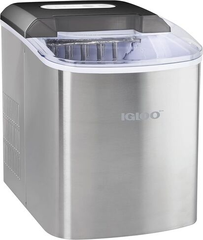 آلة صنع الثلج الكهربائية المحمولة الأوتوماتيكية من Igloo، 26 رطلاً في 24 ساعة، 9 مكعبات ثلج جاهزة في 7 دقائق، مع مغرفة ثلج وسلة، مثالية لزجاجات المياه والمشروبات المختلطة والحفلات in Kuwait