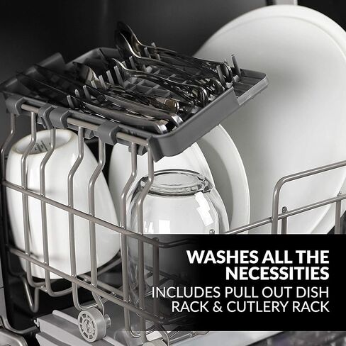 Farberware FDW05ASBWHA Complete Portable Countertop Dishwasher with 5-Liter Built-in Water Tank, 5 Programs, Baby Care, Glass & Fruit Wash-Black/White in Saudi Arabia