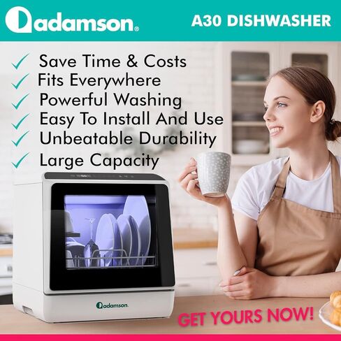 غسالة أطباق Adamson A30 كونترتوب + جديد 2022 + مثالية كغسالة أطباق للشقق أو غسالة أطباق RV + غسالة أطباق صغيرة مع 5 برامج تنظيف + غسالة أطباق محمولة برذاذ الضغط العالي + ضمان لمدة 5 سنوات in Kuwait