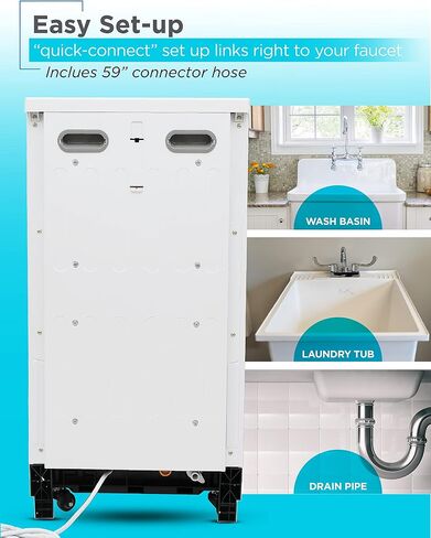 BLACK+DECKER Portable Dishwasher, 18 inches Wide, 8 Place Setting, White in Saudi Arabia