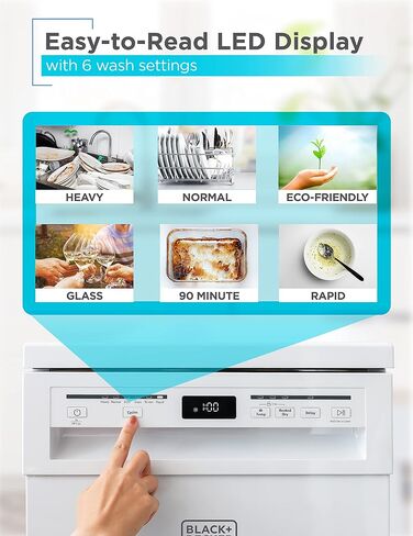 BLACK+DECKER Portable Dishwasher, 18 inches Wide, 8 Place Setting, White in Saudi Arabia