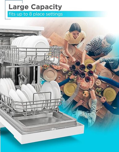BLACK+DECKER Portable Dishwasher, 18 inches Wide, 8 Place Setting, White in Saudi Arabia