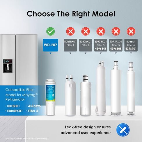 Waterdrop EDR4RXD1 Compatible with EveryDrop Filter 4, Whirlpool UKF8001, 4396395, Maytag UKF8001AXX-200, UKF8001AXX-750, WD-F07, Refrigerator Water Filter, 3 Filters in Kuwait