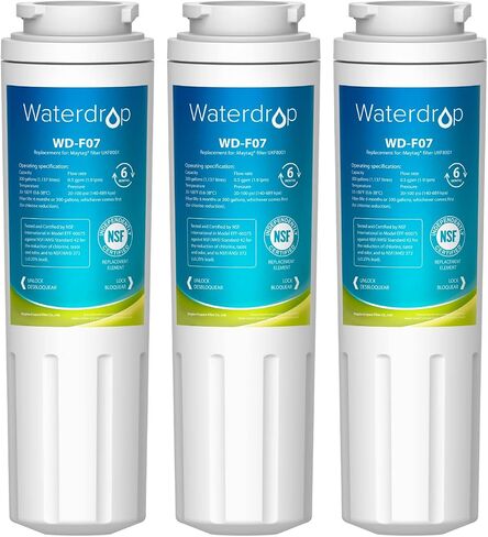 Waterdrop EDR4RXD1 Compatible with EveryDrop Filter 4, Whirlpool UKF8001, 4396395, Maytag UKF8001AXX-200, UKF8001AXX-750, WD-F07, Refrigerator Water Filter, 3 Filters in Kuwait