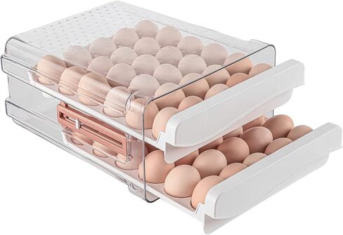 Sooyee 32 Capacity Egg Holder for Refrigerator with Time Scale,Egg Container for Refrigerator,2 Drawers Egg Storage Container/Organizer/Bin in Saudi Arabia