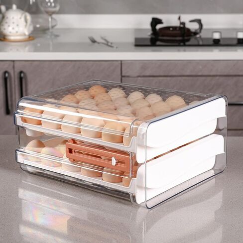 Sooyee 32 Capacity Egg Holder for Refrigerator with Time Scale,Egg Container for Refrigerator,2 Drawers Egg Storage Container/Organizer/Bin in Saudi Arabia