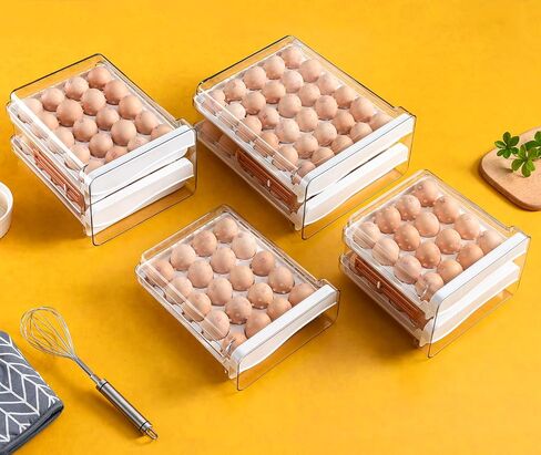 Sooyee 32 Capacity Egg Holder for Refrigerator with Time Scale,Egg Container for Refrigerator,2 Drawers Egg Storage Container/Organizer/Bin in Saudi Arabia