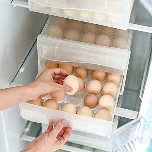 Sooyee 32 Capacity Egg Holder for Refrigerator with Time Scale,Egg Container for Refrigerator,2 Drawers Egg Storage Container/Organizer/Bin in Saudi Arabia