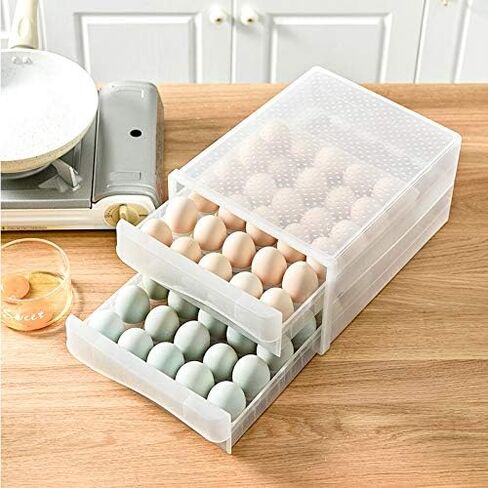Sooyee 32 Capacity Egg Holder for Refrigerator with Time Scale,Egg Container for Refrigerator,2 Drawers Egg Storage Container/Organizer/Bin in Saudi Arabia
