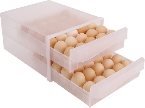 Sooyee 32 Capacity Egg Holder for Refrigerator with Time Scale,Egg Container for Refrigerator,2 Drawers Egg Storage Container/Organizer/Bin in Saudi Arabia