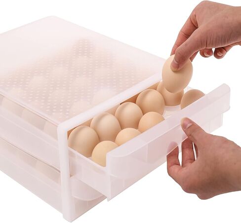 Sooyee 32 Capacity Egg Holder for Refrigerator with Time Scale,Egg Container for Refrigerator,2 Drawers Egg Storage Container/Organizer/Bin in Saudi Arabia