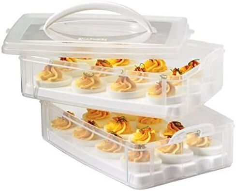 Snapware Snap 'N Stack Portable Storage Carrier with Lid for Eggs, BPA-Free Egg Holders, Dessert Carrier with Stackable Trays, Microwave, Freezer and Dishwasher Safe in Saudi Arabia