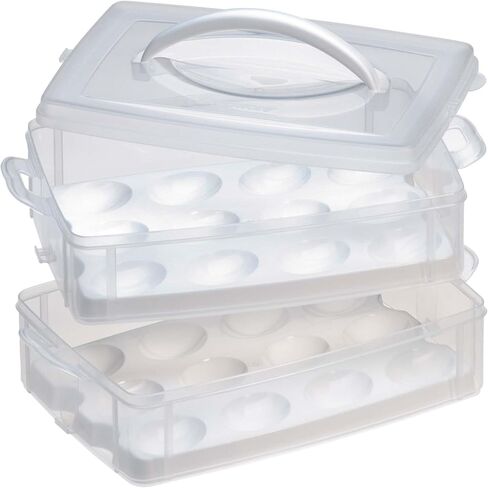 Snapware Snap 'N Stack Portable Storage Carrier with Lid for Eggs, BPA-Free Egg Holders, Dessert Carrier with Stackable Trays, Microwave, Freezer and Dishwasher Safe in Saudi Arabia