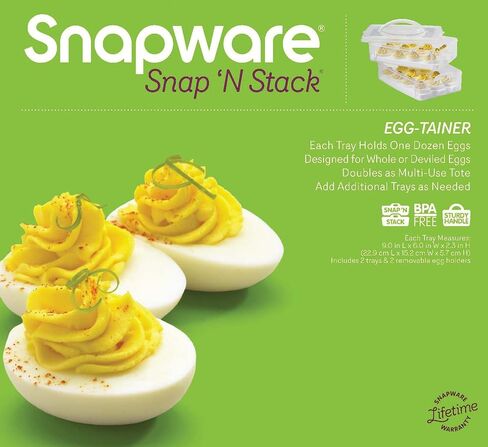 Snapware Snap 'N Stack Portable Storage Carrier with Lid for Eggs, BPA-Free Egg Holders, Dessert Carrier with Stackable Trays, Microwave, Freezer and Dishwasher Safe in Saudi Arabia