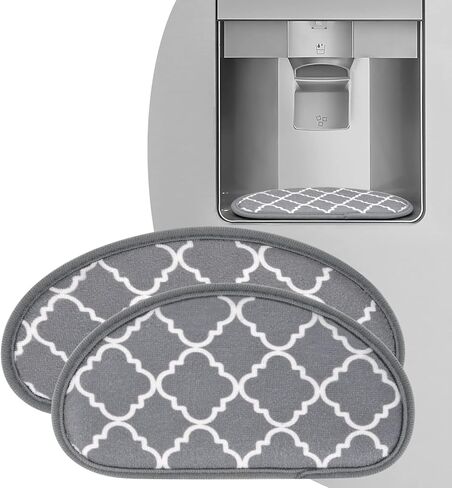 FETTORLER ثلاجة المياه بالتنقيط، حصيرة شبه دائرية مقاومة للرذاذ من أجل Ge، Whirlpool، Samsung Fridge Ice & Water Dispenser Pan، 2 أحجام مختلفة منقوشة (7.4 × 3.9 بوصة + 8.2 × 3.7 بوصة) in Kuwait