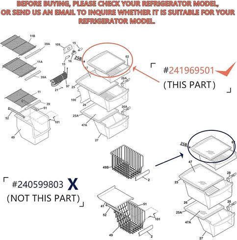 New Updated 241969501 Crisper Pan Cover, Shelf Frame Without Glass Refrigerator, Delicatessen Drawer Cover,Compatible with frigidaire, Replaces AP4433007,1512992,PS2363832,etc in Saudi Arabia