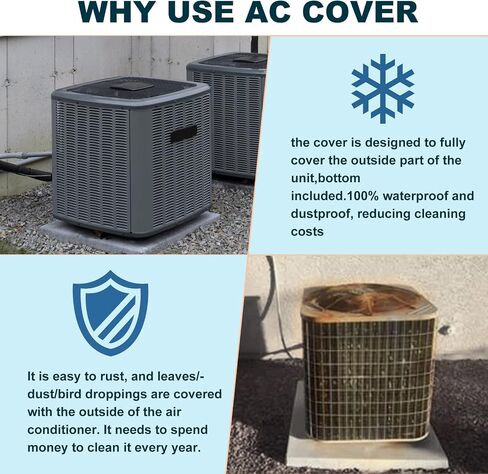 LXKCKJ Air Conditioner Cover for Outside Units - 420D Waterproof Air Conditioner Protection Covers for Window Unit - Winter AC Covers Fits AC Condensing HVAC Unit(Black&Green-24''LX24''WX30''H) in Kuwait