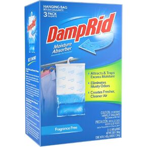 DampRid Hanging Bag Absorber for Closets, 3 Pack, 16 oz. Each, Fragrance Free Traps Excess Moisture for Fresher, Cleaner Air in Kuwait