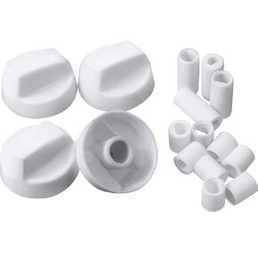 Jetec 4 Pack Plastic Control Knobs with 12 Adapters Universal Design for Oven/ Stove/ Range