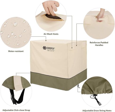 COSFLY Air Conditioner Cover for Outside Units-Durable AC Cover Water Resistant Fabric Windproof Design -Square Fits up to 24 x 24 x 26 inches in Saudi Arabia