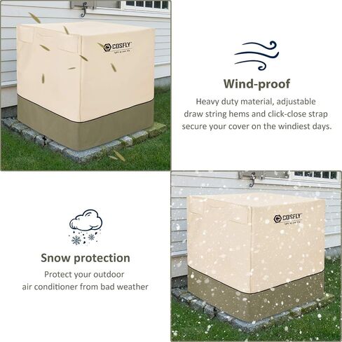 COSFLY Air Conditioner Cover for Outside Units-Durable AC Cover Water Resistant Fabric Windproof Design -Square Fits up to 24 x 24 x 26 inches in Saudi Arabia