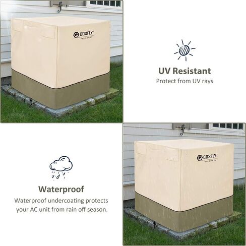 COSFLY Air Conditioner Cover for Outside Units-Durable AC Cover Water Resistant Fabric Windproof Design -Square Fits up to 24 x 24 x 26 inches in Saudi Arabia