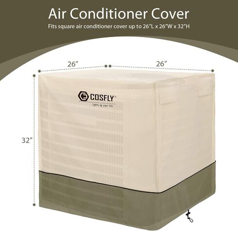 COSFLY Air Conditioner Cover for Outside Units-Durable AC Cover Water Resistant Fabric Windproof Design -Square Fits up to 24 x 24 x 26 inches in Saudi Arabia