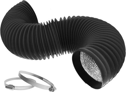 Dryer Vent Hose Flexible PVC Aluminum Foil Ducting Dryer Vent Hose for HVAC Ventilation with 2 Clamps (4in 5ft Silver) in Kuwait