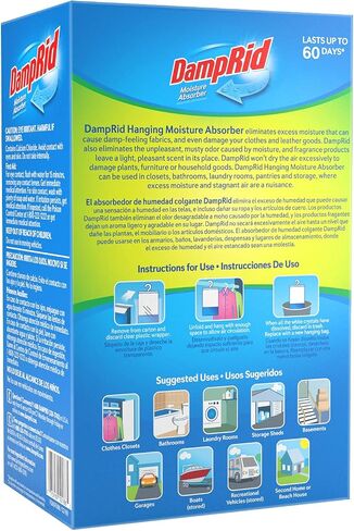 DampRid Hanging Bag Absorber for Closets, 3 Pack, 16 oz. Each, Fragrance Free Traps Excess Moisture for Fresher, Cleaner Air in Kuwait