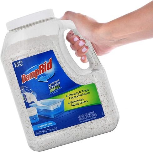 DampRid - Fragrance Free Mega Moisture Absorber Refill Container (7.5 lb.); Traps Moisture in Basements & Large Areas for Fresher, Cleaner Air in Kuwait