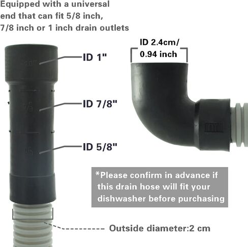 Universal Dishwasher Drain Hose - 6 Ft Discharge Hose - Corrugated and Flexible Dishwasher Hose Drain Replacement with Clamp in Kuwait