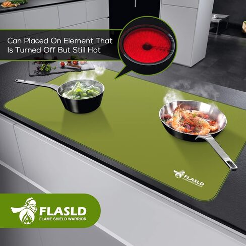 FLASLD Fireproof and Waterproof Stove Top Covers, 20×24 inch Electric Stove Cover Mat, Glass Top Stove Cover - Ceramic Glass Cooktop Protector - Flat Top Oven Cover, Black Without Logo in Kuwait