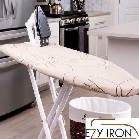 غطاء ووسادة لطاولة الكي من Ezy Iron مقاس 15 × 54 بوصة، وبطانة سميكة للغاية، تناسب الألواح القياسية بالحجم الكامل والكبير مقاس 18 × 49 بوصة، وأغطية حديد مبطنة شديدة التحمل بحواف مرنة (فضي) in Kuwait