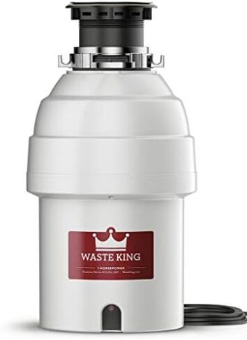 Waste King Legend Series 1 HP Continuous Feed Garbage Disposal with Power Cord - (L-8000) & Garbage Disposal Dishwasher Connector Kit - 1023 in Kuwait