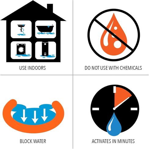 Quick Dam Indoor Water Dam (WUB210-12) - 2.5-Inch x 10-Feet - 12-Pack, Orange & QD1224-6 Water Activated Flood Bags 1ft x 2ft, 6-Pack in Kuwait