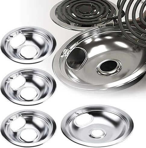 Cenipar W10196405 Range 8 inch drip bowl &W10196406 Range 6 inch drip bowl(3 Pack) chrome plated for Electric Surface Burner in Saudi Arabia