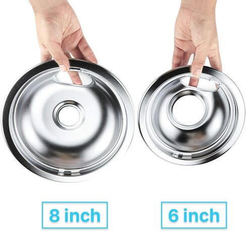 Cenipar W10196405 Range 8 inch drip bowl &W10196406 Range 6 inch drip bowl(3 Pack) chrome plated for Electric Surface Burner in Saudi Arabia