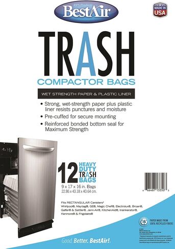 حقائب مكتوب عليها BestAir Trash Compactor من RPS PRODUCTS (عمق 40 سم × عرض 23 سم × ارتفاع 43 سم، عبوة من 12 قطعة), 1 in Kuwait