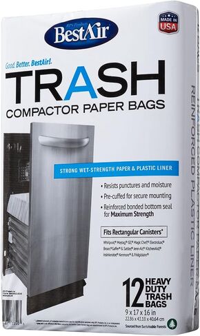 BestAir WMCK1335012-6 Paper Compactor Bags, 6 pack (72 bags) in Kuwait