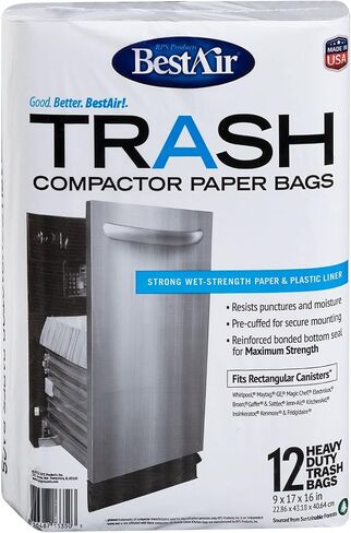 BestAir WMCK1335012-6 Paper Compactor Bags, 6 pack (72 bags) in Kuwait