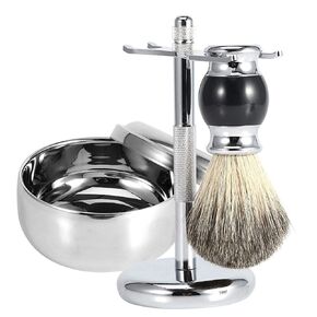 3in1 Professional Men Shaving Tool Kit for Men Beard Shaving Stand Holder + Faux Badger Hair Brush + Alloy Soap Mug Bowl Kit Mustache Care for Male in Saudi Arabia