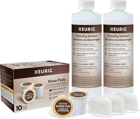 Keurig 3-Month Brewer Maintenance Kit Includes Descaling Solution, Water Filter Cartridges & Rinse Pods, Compatible Classic/1.0 & 2.0 K-Cup Coffee Makers, 7 Count in Kuwait